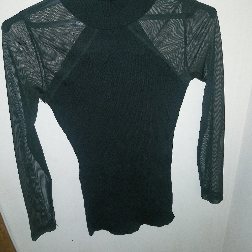 Cute, mock neck sweater, mesh top!